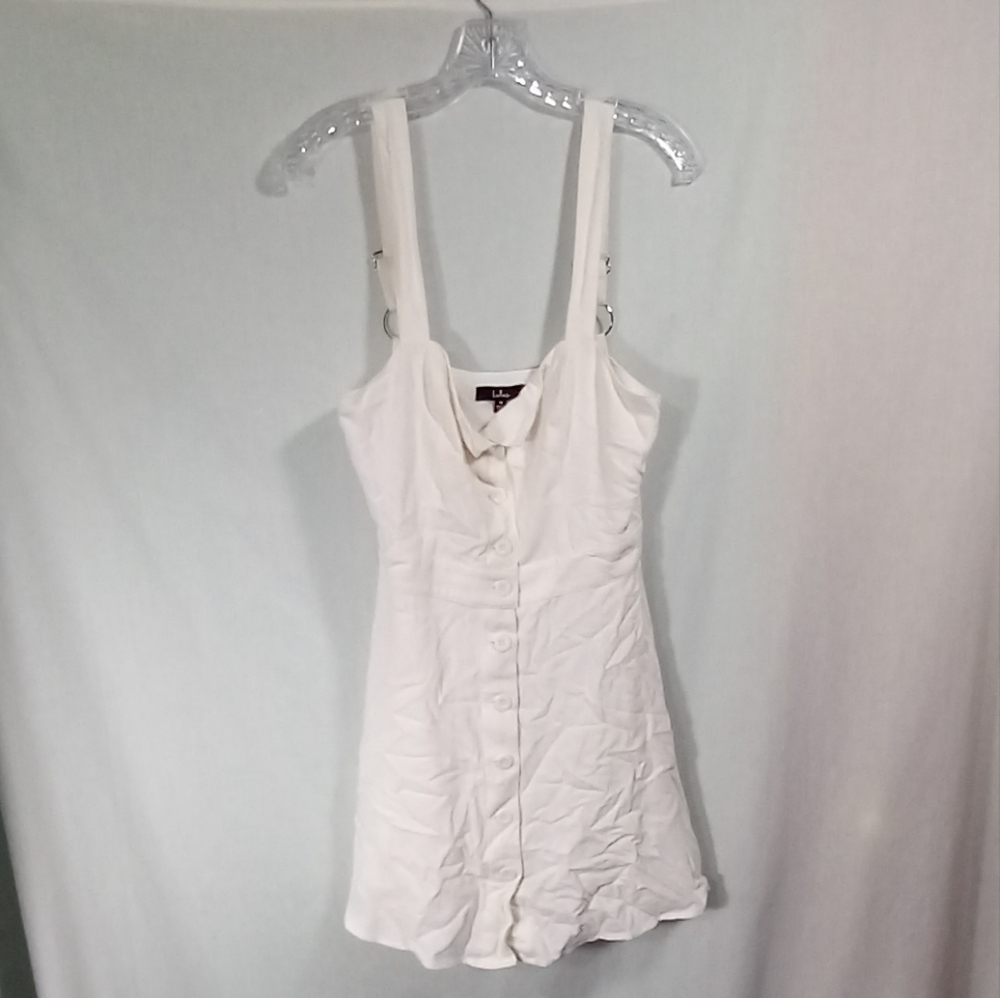 Lulus White Linen Blend Button Down Mini Dress Si… - image 1